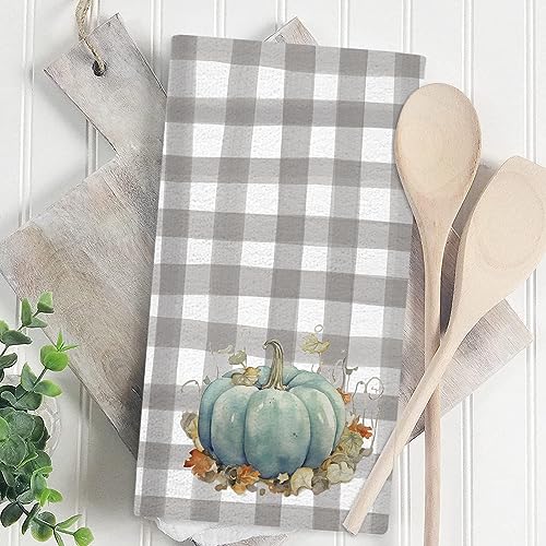 GAGEC Fall Kitchen Towels Watercolor Pumpkin Floral Fall Dish Towels Set of 4, Autumn Holiday Tea Towel 18 x 26 Inch Hand Drying Cloth Towel for Kitchen Home Decoration