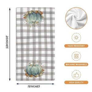 GAGEC Fall Kitchen Towels Watercolor Pumpkin Floral Fall Dish Towels Set of 4, Autumn Holiday Tea Towel 18 x 26 Inch Hand Drying Cloth Towel for Kitchen Home Decoration