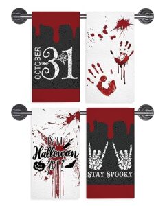 gagec halloween kitchen towels halloween scary halloween dish towels set of 4, hand towel 18x26 inch drying cloth towel for kitchen home decoration