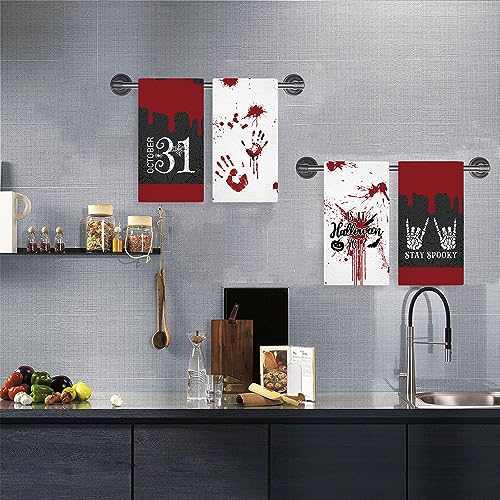 GAGEC Halloween Kitchen Towels Halloween Scary Halloween Dish Towels Set of 4, Hand Towel 18x26 Inch Drying Cloth Towel for Kitchen Home Decoration