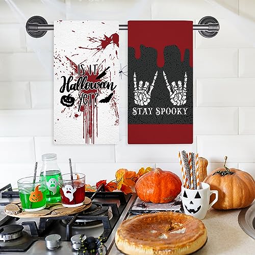 GAGEC Halloween Kitchen Towels Halloween Scary Halloween Dish Towels Set of 4, Hand Towel 18x26 Inch Drying Cloth Towel for Kitchen Home Decoration