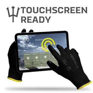 Trident Gloves: Work Gloves with Grip - All-Purpose Cut Resistant Gloves & Working Gloves for Men and Women - Breathable, Touchscreen Compatible & Durable Nitrile Coated Work Gloves - 6 Pairs, Small