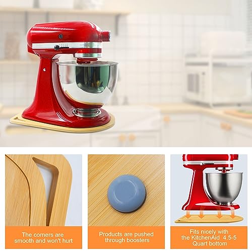 Bamboo Mixer Mat Slider Compatible with Tilt Head Kitchen aid 4.5-5 Qt Stand Mixer - Kitchen Countertop Storage Mover Sliding Caddy for Kitchen aid 4.5-5 Qt, Moving Tray Mixer Appliance