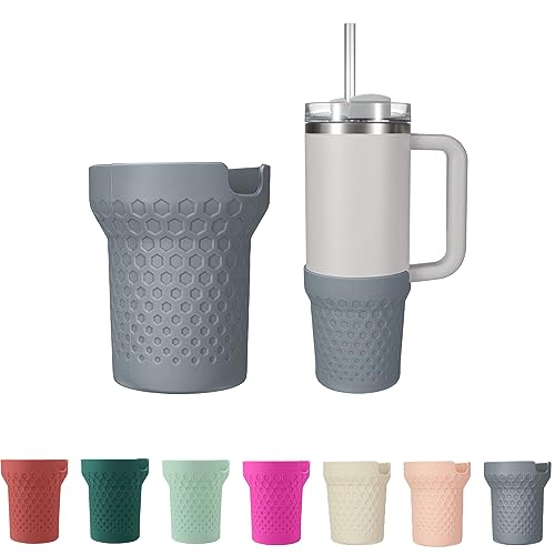 GardTok Silicone Boot Cover for Stanley Cup Accessories,Silicone Water Bottle Sleeve for Stanley Quencher H2.0 and Quencher Adventure Tumbler 40 oz Cup - Water Bottle Cover (Dark Gray, 40oz)