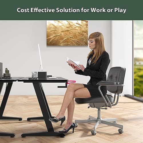 Lifetime Home 44 Inch Wide Ergonomic Computer PC Z Shaped Gaming Desk - Carbon Fiber Surface, Water Bottle & Drinks Holder and Wire Management Cord Cover for Bedroom, Office, Living Room, Workstation