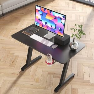 Lifetime Home 44 Inch Wide Ergonomic Computer PC Z Shaped Gaming Desk - Carbon Fiber Surface, Water Bottle & Drinks Holder and Wire Management Cord Cover for Bedroom, Office, Living Room, Workstation