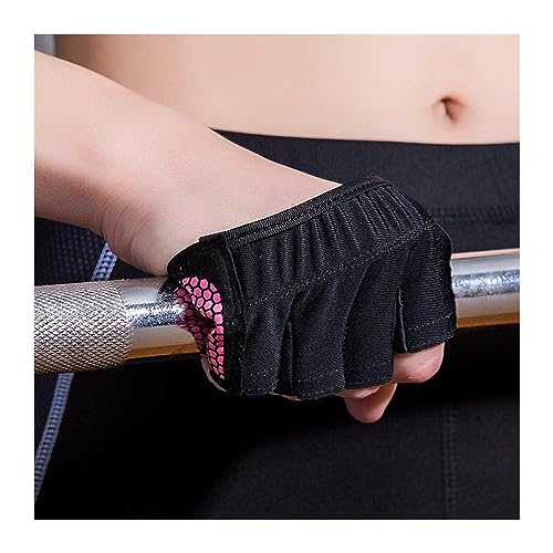 ROltin Wrist Protector Gym Fitness Half Finger Gloves Men Women Workout Gloves Powerlifting Bodybuilding Hand Protection for Wrist Protection (Color : Pink, Size : Large)