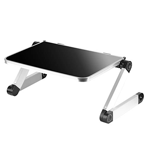 Folding Laptop Tray Desk for Bed, Height and Angle Adjustable Aluminum Alloy Laptop Stand Folding Breakfast Tray for Couch Sofa Floor (Black)