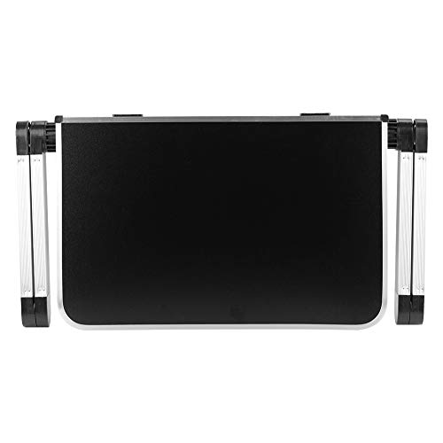 Folding Laptop Tray Desk for Bed, Height and Angle Adjustable Aluminum Alloy Laptop Stand Folding Breakfast Tray for Couch Sofa Floor (Black)