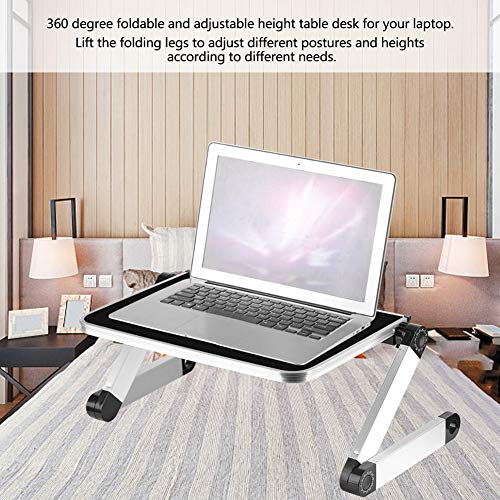 Folding Laptop Tray Desk for Bed, Height and Angle Adjustable Aluminum Alloy Laptop Stand Folding Breakfast Tray for Couch Sofa Floor (Black)