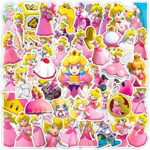 50 pcs princess peach stickers, waterproof stickers for water bottles vsco laptop skateboard phone computer, christmas gifts for boy girl teens kids(princess peach)