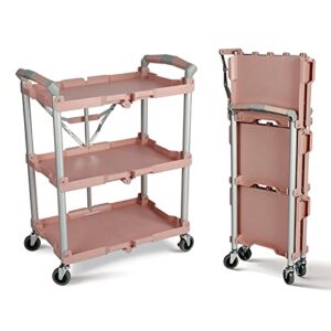 olympia tools 91-210 pack-n-roll 150 lbs folding collapsible service cart, rose/grey