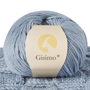 gisimo 100% merino wool yarn, 6-ply luxurious and soft yarn for hand knitting & crocheting, 1.76 oz/50g, 127 yds/116 meters (morandi blue, 1 ball)