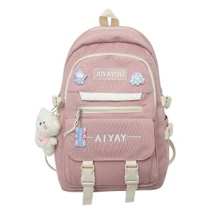 mifjnf cute backpack kawaii backpack for school aesthetic backpack kawaii school supplies cute backpacks with accessories (pink)