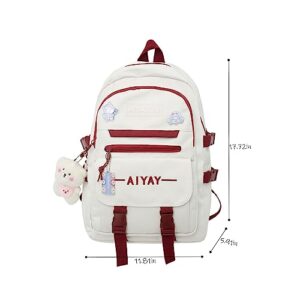 MIFJNF Cute Backpack Kawaii Backpack for School Aesthetic Backpack Kawaii School Supplies Cute Backpacks with Accessories (Pink)