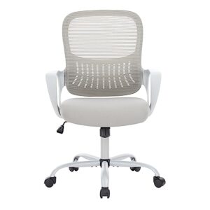 smug ergonomic chair computer gaming with arms, home office desk with wheels, mid-back task rolling with lumbar support, comfy mesh swivel executive, 18.5" d x 20.08" w x 41.5" h, grey
