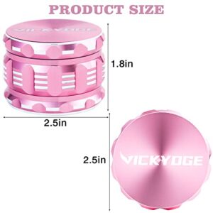 VICKDGE Large Kitchen Grinder for Spice (2.5”, Pink)