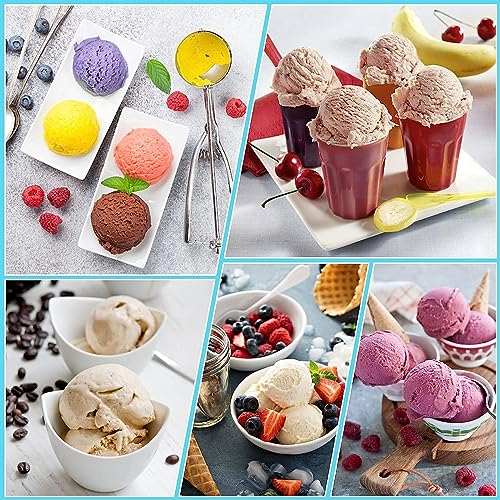 DISXENT 2/4/6PCS Creami Containers, for Ninja Pints with Lids,16 OZ Ice Cream Containers for Freezer Reusable,Leaf-Proof Compatible with NC299AMZ,NC300s Series Ice Cream Makers,Gray+Blue-6PCS