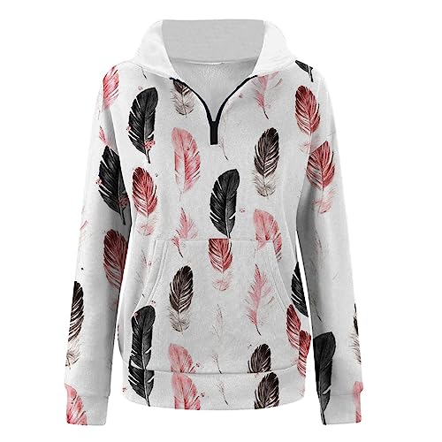 Kiosan Women'S Black Hoodie Women'S Fashion Hoodies & Sweatshirts Women's Printed Fashion Casual Pocket Long Sleeved Zippered Collar (E4-Pink, S) Gifts For Girls gifts for 18 year old girl