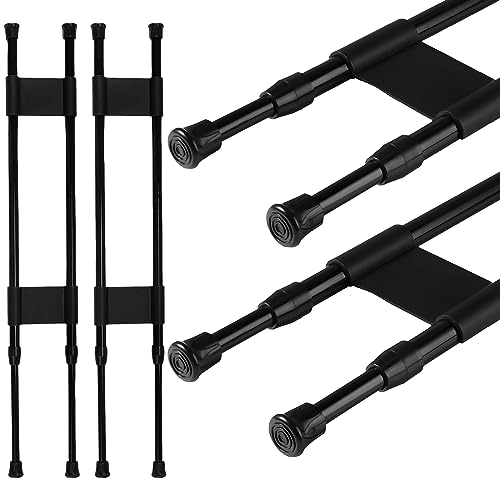 Zubebe Double RV Refrigerator Bar Adjustable Spring Tension Fridge Rod RV Fridge Bars RV Refrigerator Accessories to Hold Drinks in Place Avoid Spills Extendable (Black,15.7-27.6 Inch)