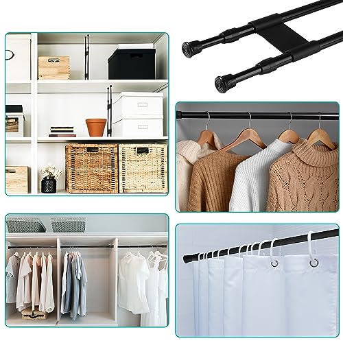 Zubebe Double RV Refrigerator Bar Adjustable Spring Tension Fridge Rod RV Fridge Bars RV Refrigerator Accessories to Hold Drinks in Place Avoid Spills Extendable (Black,15.7-27.6 Inch)