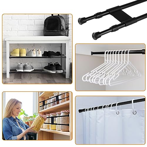 Zubebe Double RV Refrigerator Bar Adjustable Spring Tension Fridge Rod RV Fridge Bars RV Refrigerator Accessories to Hold Drinks in Place Avoid Spills Extendable (Black,15.7-27.6 Inch)