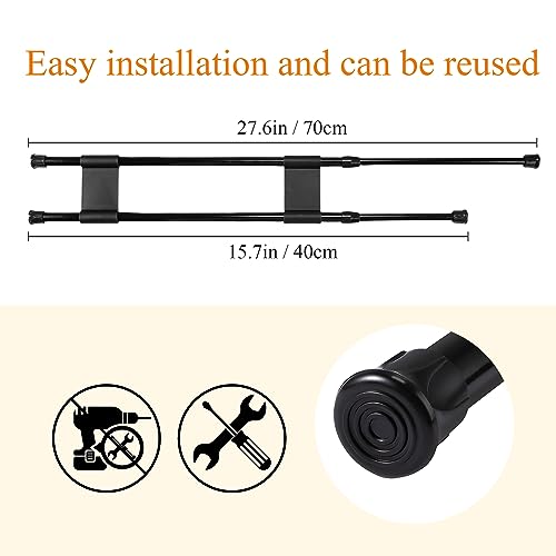 Zubebe Double RV Refrigerator Bar Adjustable Spring Tension Fridge Rod RV Fridge Bars RV Refrigerator Accessories to Hold Drinks in Place Avoid Spills Extendable (Black,15.7-27.6 Inch)