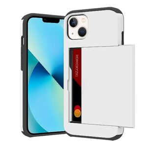 ziye for iphone 13 mini case with card holder,for iphone 13 mini wallet case anti-scratch dual layer hidden pocket phone case shockproof cover compatible with for iphone 13 mini 5g-white
