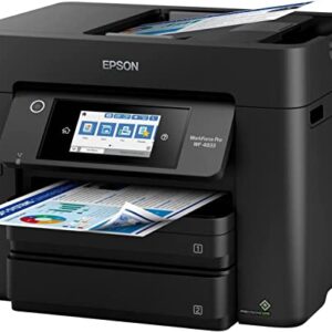 Epson Workforce Pro WF-4833 All-in-One Wireless Color Inkjet Printer, Black - Print Scan Copy Fax - 4.3" Touchscreen LCD, 25 ppm, 4800 x 2400 dpi, Auto 2-Sided Printing, 50-Sheet ADF, Ethernet