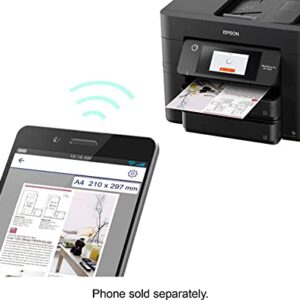 Epson Workforce Pro WF-4833 All-in-One Wireless Color Inkjet Printer, Black - Print Scan Copy Fax - 4.3" Touchscreen LCD, 25 ppm, 4800 x 2400 dpi, Auto 2-Sided Printing, 50-Sheet ADF, Ethernet