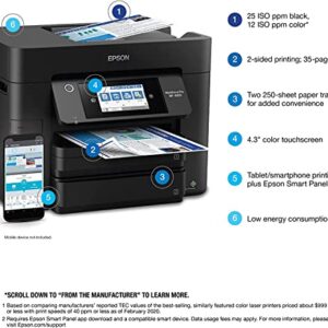 Epson Workforce Pro WF-4833 All-in-One Wireless Color Inkjet Printer, Black - Print Scan Copy Fax - 4.3" Touchscreen LCD, 25 ppm, 4800 x 2400 dpi, Auto 2-Sided Printing, 50-Sheet ADF, Ethernet