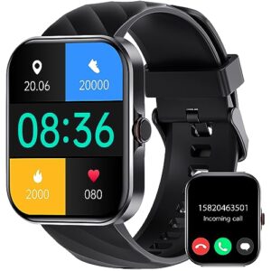 lanikar smart watch for women men with bluetooth call 1.91" hd full touch screen fitness tracker watch with heart rate sleep monitor waterproof activity tracker smartwatch for iphone android phones