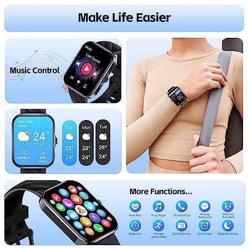 LaNikar Smart Watch for Women Men with Bluetooth Call 1.91" HD Full Touch Screen Fitness Tracker Watch with Heart Rate Sleep Monitor Waterproof Activity Tracker Smartwatch for iPhone Android Phones