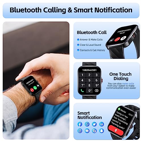 LaNikar Smart Watch for Women Men with Bluetooth Call 1.91" HD Full Touch Screen Fitness Tracker Watch with Heart Rate Sleep Monitor Waterproof Activity Tracker Smartwatch for iPhone Android Phones