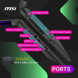 MSI Cyborg Gaming Laptop, 15.6" 144Hz FHD Display, Core i7-12650H(Beat i9-11980HK, 10 Cores, 16 Threads), GeForce RTX 4060, 16GB DDR5 RAM - 512GB SSD, Backlit Keyboard, RJ45, Windows 11 Home, Black