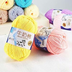 Cotton Yarn 50g x 2 Balls Crochet Knitting Yarn Soft Breathable Cotton Acrylic Yarn Lightweight Warm Yarn for DIY Shawl Hat Scarf