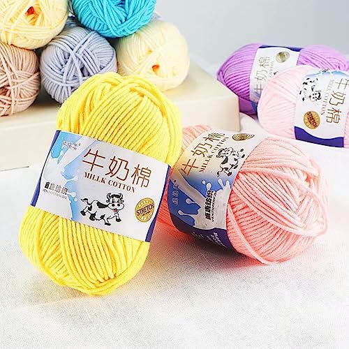 Cotton Yarn 50g x 2 Balls Crochet Knitting Yarn Soft Breathable Cotton Acrylic Yarn Lightweight Warm Yarn for DIY Shawl Hat Scarf