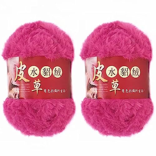 200g Faux Fur Crochet Yarn for Beginners, Fluffy Thick Velvet Crochet Yarn Super Soft Yarn Chunky Yarn for Crocheting Stuffed Animal Dolls Cushions Hats, 100g/Roll