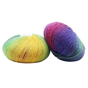 wool yarn for knitting & crocheting 2 skeins gradient rainbow color wool yarn soft lightweight crochet yarn for crocheting projects handcrafts - 50g/ball