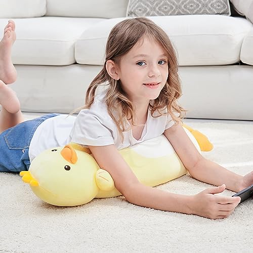 HAIJUNYA 20”Long Duck Plush Body Pillow, Kawaii Cute Duck Stuffed Animals, Hugging Squishy Pillow Soft Plushies Toy Gifts for Kids