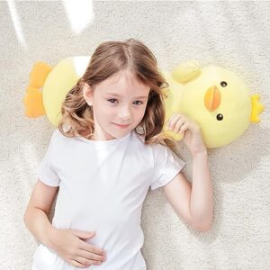 HAIJUNYA 20”Long Duck Plush Body Pillow, Kawaii Cute Duck Stuffed Animals, Hugging Squishy Pillow Soft Plushies Toy Gifts for Kids