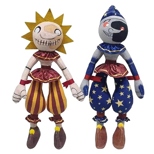 Sun & Moon Daycare Attendant Plushies, Five Nights at Fre.ddy Plush Doll, Hit Horror Game Role Stuffed Toys Sun.Drop & Moondrop, Soft Anime Character Throw Pillow Toy, Cute Home Decor