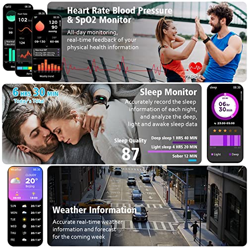 Smart Watch for Men Women, 2023 Fitness Watch with Heart Rate Blood Pressure Monitor IP67 Waterproof Bluetooth Phone Watch(Make/Answer Call), 1.7" Touch Screen Smartwatch for Android iOS Phones