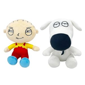 family-guy series plushies, hot drama cartoon role stewie gri.ffin & puppy brian plush doll, soft anime character throw pillow toy, home decor collectibles stuffed toys for animation lovers