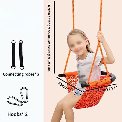 Columpio Swing Seat for Kids Hand-Knitting Toddler Swing W/Adjustable Ropes Heavy Duty Rope Play Secure Children Swing Set for Outdoor Indoor,661lbs Tree Swing Set