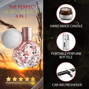 Ari Perfume for Women, 3.4 oz, Eau de Parfum Spray - Gift Set Pack With Lavender Soy Candle, Car Air Fresheners, and Empty Travel Perfume Atomizer