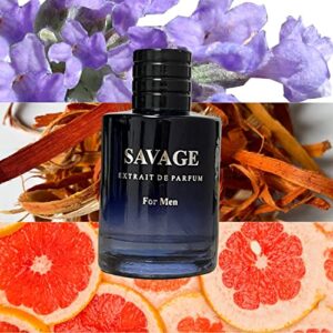 Savage for Men - 3.4 Oz Men's Extrait De Parfum Spray | Impression of Sauvage | Masculine Scent for Daily Use Men's Casual Cologne.