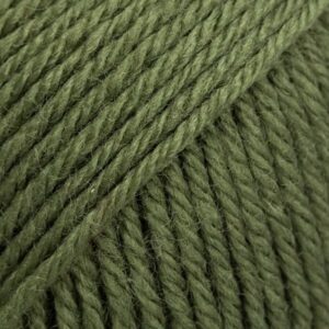100% wool yarn for knitting and crocheting, 3 or light, worsted, dk weight, drops karisma, 1.8 oz 109 yards per ball (87 moss green)