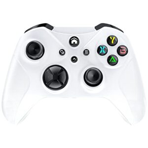 32ft wireless controller replacment for xbox controller, compatible with xbox one, xbox series x/s, xbox one s/x, steam, android/ios/pc windows 7/8/10/11, built-in dual vibration and headphone jack with turbo funtion (white)