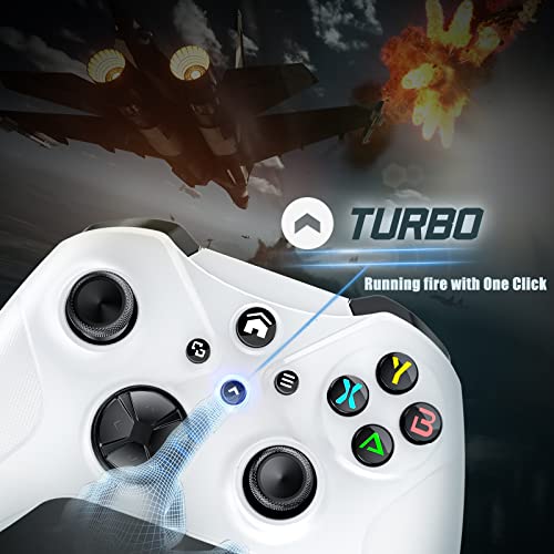 32Ft Wireless Controller Replacment for Xbox Controller, Compatible with Xbox One, Xbox Series X/S, Xbox One S/X, Steam, Android/iOS/PC Windows 7/8/10/11, Built-in Dual Vibration and Headphone Jack with TURBO Funtion (White)